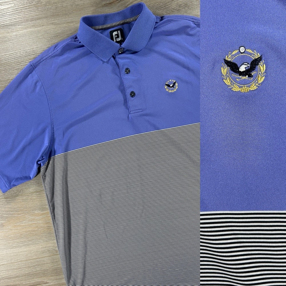 Footjoy Large Purple Colorblock Robert Trent Jones Golf Club Virginia‎ RTJ Polo